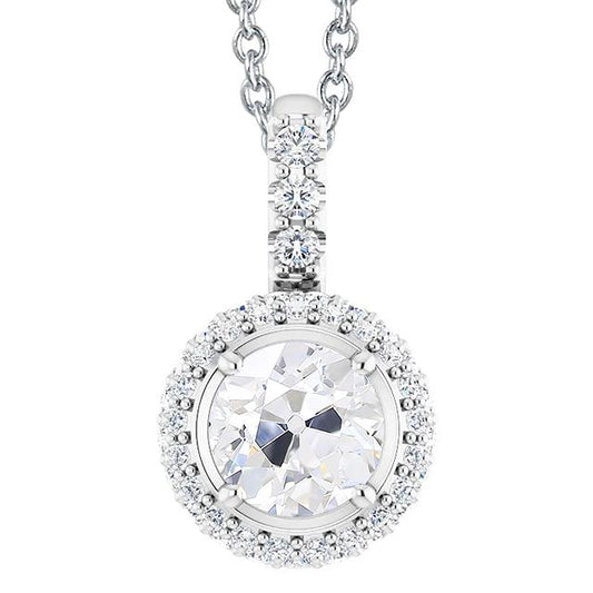 Gold 14K Halo Echt Diamant Anhänger Rundschliff Alter Bergmann 4,50 Karat