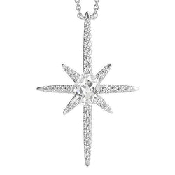 Gold 14K Kreuz Natürliche Diamant Anhänger Rund & Birne Alter Bergmann 2,50 Karat