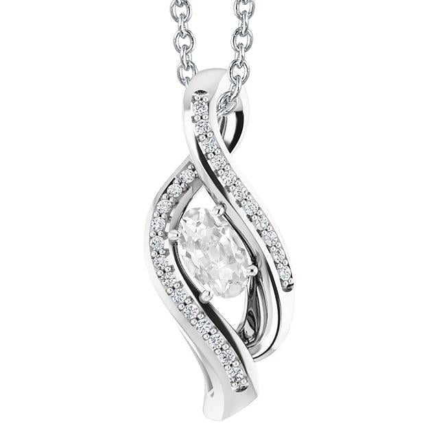Gold 14K Naturlich Diamant Anhänger Rund & Oval Old Cut 3 Karat Twisted Style - harrychadent.ch