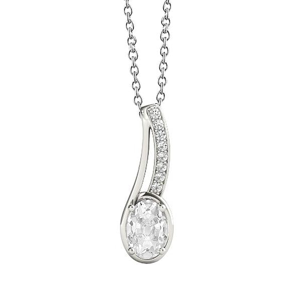 Gold 14K Oval alter Bergmann Natürlich Diamant Anhänger Krappen Set 2 Karat - harrychadent.ch