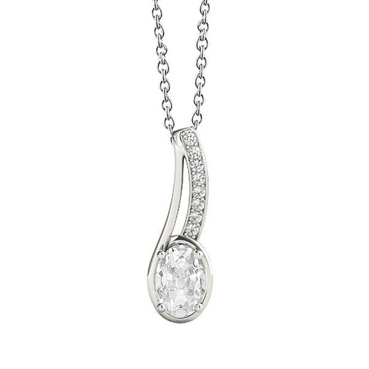 Gold 14K Oval alter Bergmann Natürlich Diamant Anhänger Krappen Set 2 Karat - harrychadent.ch