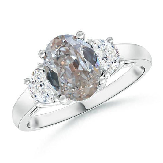 Gold 3 Steine Naturlich Diamantring Oval Cut alter Bergmann & Half Moons 4,50 Karat - harrychadent.ch