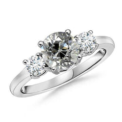 Gold Echt Damenring 3 Steine Rund Alter Bergmann Diamantschmuck 3,50 Karat