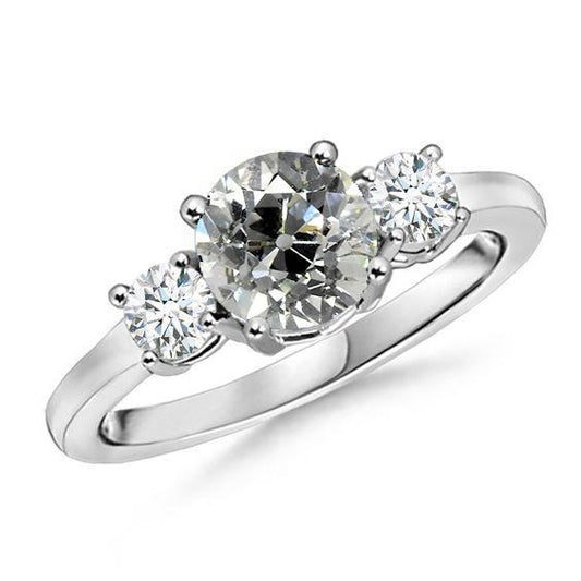 Gold Echt Damenring 3 Steine Rund Alter Bergmann Diamantschmuck 3,50 Karat - harrychadent.ch