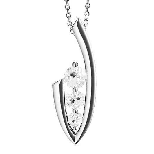 Gold Echt Diamant-Anhänger Drei Steine Rund alter Bergmann V-Form 2 Karat- harrychadent.ch