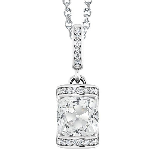 Gold Echt Diamant Anhänger Bar Set Rund & Kissen Alter Bergmann 4,50 Karat