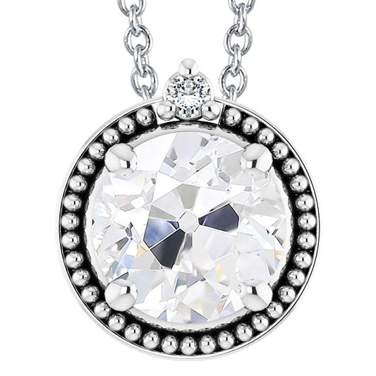 Gold Echt Diamant Anhänger Halskette 5,50 Karat Rund Alter Bergmann Schmuck