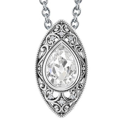 Gold Echt Diamant Anhänger Halskette Birne Alter Bergmann Lünette Set 3 Karat Schmuck