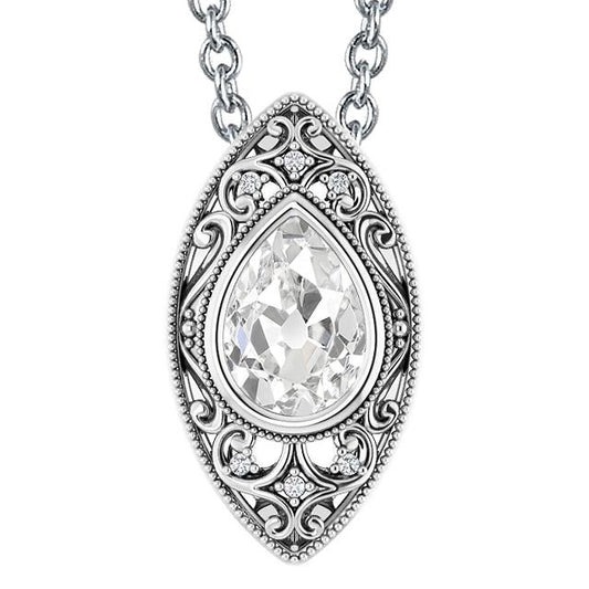 Gold Echt Diamant Anhänger Halskette Birne Alter Bergmann Lünette Set 3 Karat Schmuck - harrychadent.ch