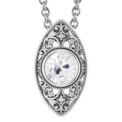 Gold Echt Diamant Anhänger Halskette Lünette Rund Alter Bergmann 2 Karat Schmuck