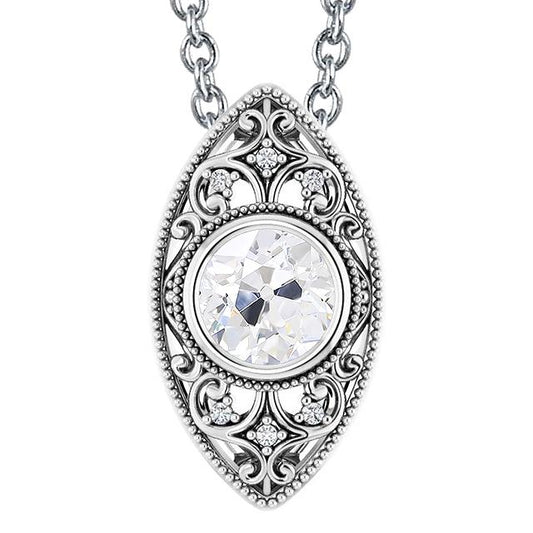 Gold Echt Diamant Anhänger Halskette Lünette Rund Alter Bergmann 2 Karat Schmuck - harrychadent.ch