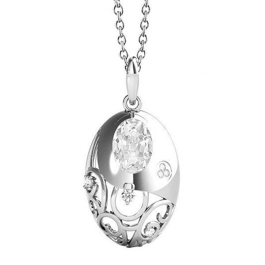 Gold Echt Diamant Anhänger Halskette Oval Alter Bergmann Vintage-Stil 2.50 Karat