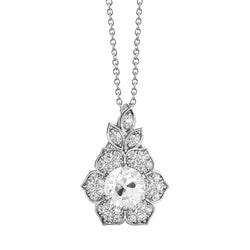 Gold Echt Diamant Anhänger Krappen Set Rund alter Bergmann Flower Style 2,50 Karat