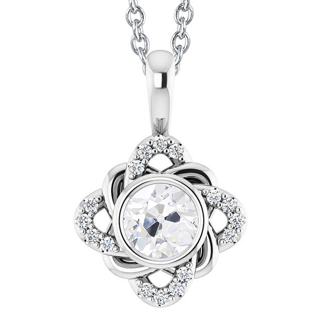 Gold Echt Diamant Anhänger Lünette Rund Old Cut 3 Karat Slide Flower Style - harrychadent.ch