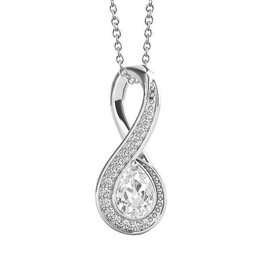 Gold Echt Diamant Anhänger Rund & Birne Alter Bergmann Infinity Style 2 Karat