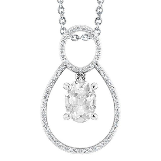 Gold Echt Diamant Anhänger Rund & Oval Old Cut 3,50 Karat Krappenset