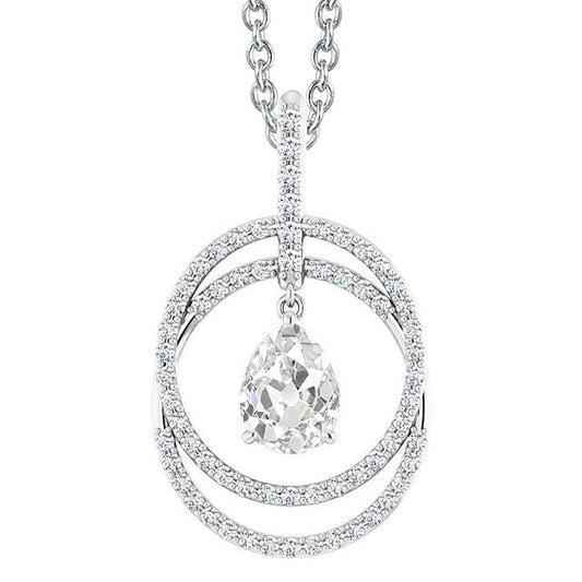 Gold Echt Diamant Kreis Anhänger Krappenset Birne Alter Bergmann 3,50 Karat