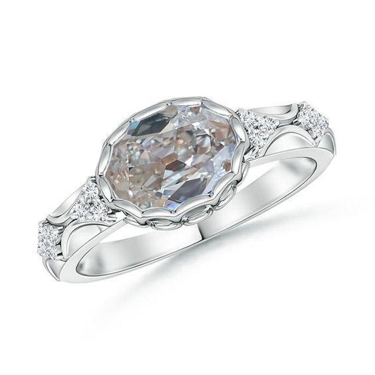 Gold Echt Diamant Schmuck Ovaler Alter Bergmann Ring 2,50 Karat Vintage-Stil