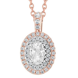 Gold Halo Oval Alter Minenschliff Naturlich Diamant Anhänger 6 Karat Zweifarbig
