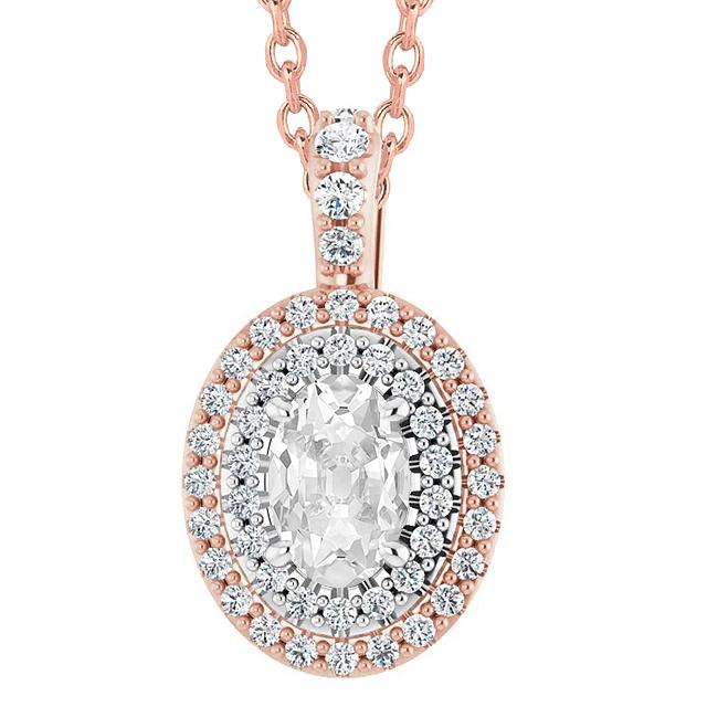 Gold Halo Oval Alter Minenschliff Naturlich Diamant Anhänger 6 Karat Zweifarbig - harrychadent.ch