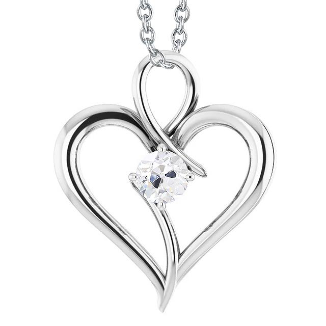 Gold Herzförmiger Naturlich Diamant Anhänger Solitär Rund Alter Bergmann 1 Karat - harrychadent.ch