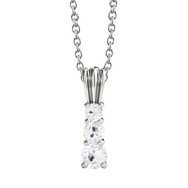 Gold Natürlich Diamant Anhänger Drei Steine Rund alter Bergmann 1.50 Karat Krappen Set - harrychadent.ch