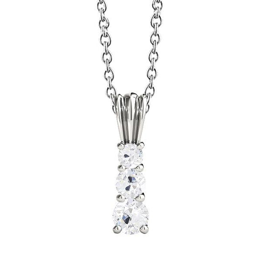 Gold Natürlich Diamant Anhänger Drei Steine Rund alter Bergmann 1.50 Karat Krappen Set - harrychadent.ch