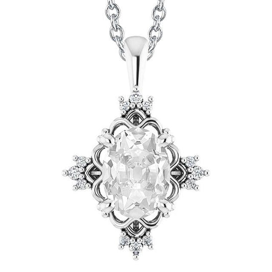 Gold Naturliche Diamant Anhänger Halskette Oval Alter Bergmann 4,50 Karat