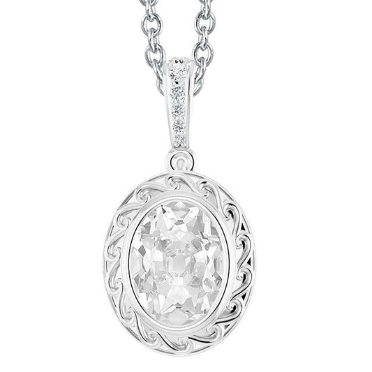 Gold Natürliche Diamant Anhänger Mit Bügel Lünette Oval Alter Bergmann 4,50 Karat