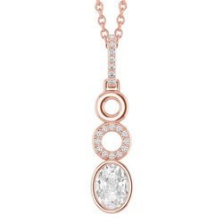 Gold Natürliche Diamant Anhänger Rund & Oval Old Cut 2,50 Karat Lünette Set