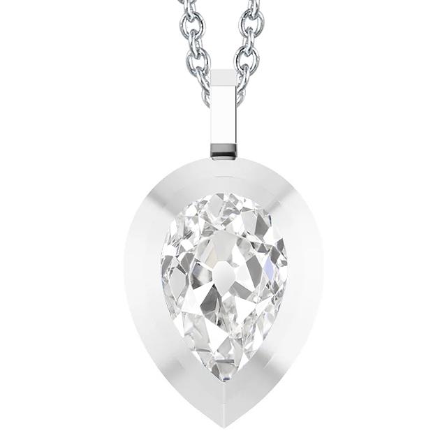 Gold Natürliche Diamant Solitär Anhänger Birne Old Mine Cut 3 Karat Schmuck
