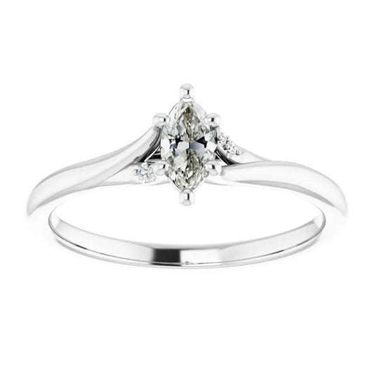 Gold Rund & Marquise Old Mine Cut Echt Diamant Ehering 1,50 Karat