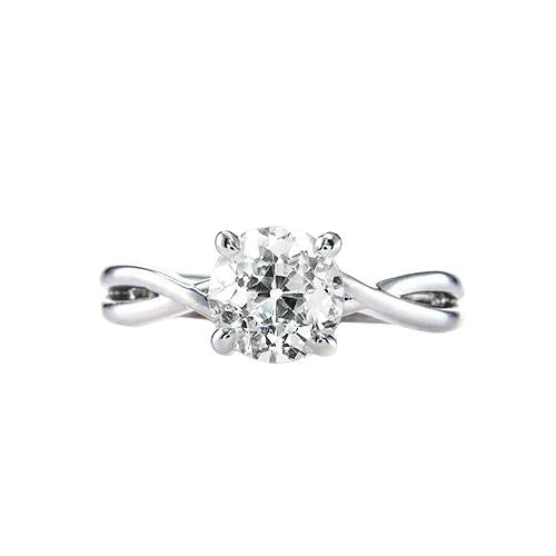 Gold Solitärring Old Cut Runden Echt Diamant Twisted Shank 1 Karat