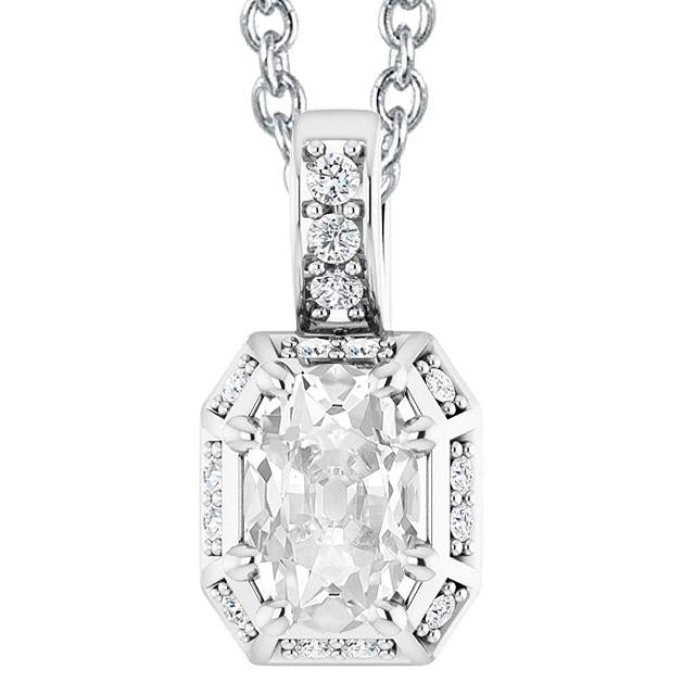 Goldene Echt Diamant-Anhängerhalskette Halo Round & Oval Alter Bergmann 6.50 Karat - harrychadent.ch