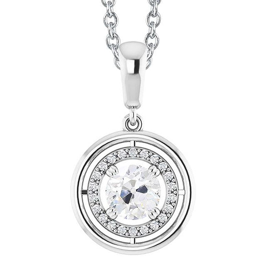 Goldener Halo-Echt Diamant-Anhänger Alter Bergmann Prong Set Schmuck 2,50 Karat