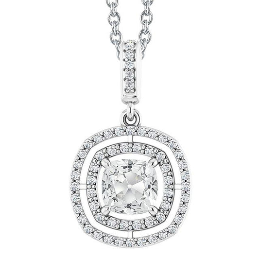 Goldener Halo-Echt Diamant-Anhänger Rund & Kissen Alter Bergmann 4 Karat