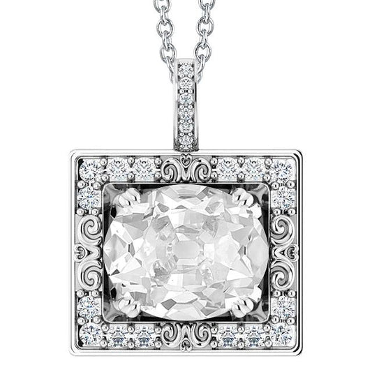 Goldener Halo-Echt Diamant-Anhänger Rund & Oval Alter Bergmann 7 Karat Zinken-Set
