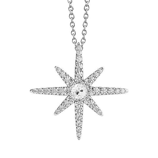 Goldener Halo-Echt Diamant-Stern-Anhänger Rund Alter Bergmann 2.50 Karat