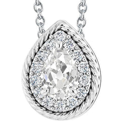 Goldener Halo-Natürlich Diamant-Anhänger & Kette Birne Alter Bergmann 6.50 Karat