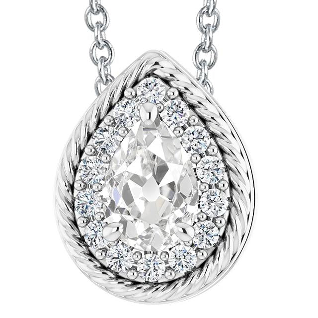 Goldener Halo-Natürlich Diamant-Anhänger & Kette Birne Alter Bergmann 6.50 Karat