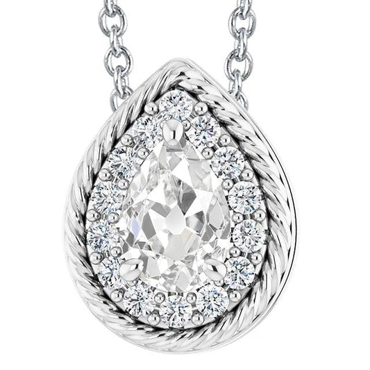 Goldener Halo-Natürlich Diamant-Anhänger & Kette Birne Alter Bergmann 6.50 Karat