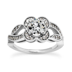 Goldener Halo-Ring Runder Alter Bergmann Echt Diamant Mit Geteiltem Schaft 3,50 Karat