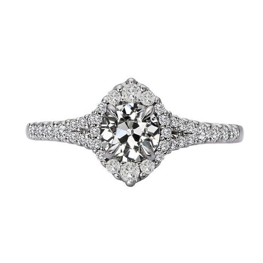 Goldener Halo-Verlobungsring Runder Naturlich Diamant Im Alten Minenschliff 4 Karat - harrychadent.ch