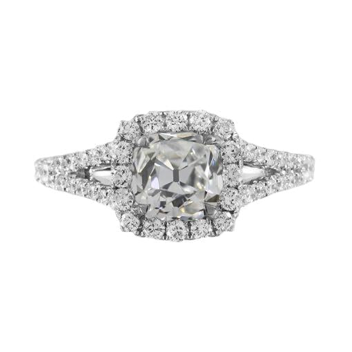Goldener Halo Ehering Old Cut Kissen Naturlich Diamant Split Shank 2 Karat - harrychadent.ch