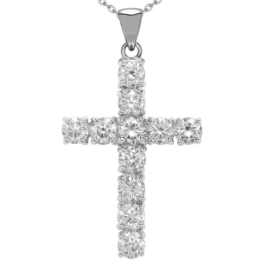 Goldkreuzkette Mit Rundem Echt Diamant Anhänger Mit Kaution 5,75 Karat
