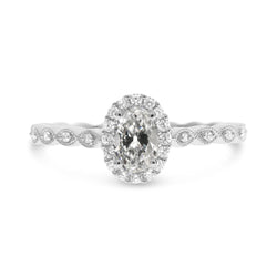 Halo-Jubiläumsring Für Damen Ovaler Echt Diamant Im Alten Minenschliff 3,50 Karat