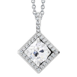 Halo-Natürliche Diamant-Anhänger Mit Kette Runder Altschliff 4,50 Karat Gold 14K