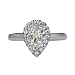 Halo-Ring Rund & Birne Alter Minenschliff Echt Diamantschmuck 4 Karat