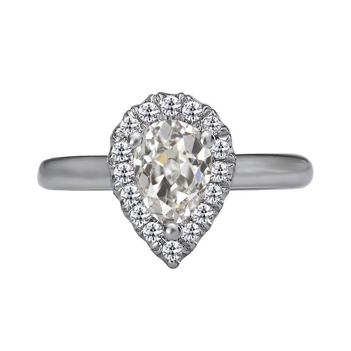 Halo-Ring Rund & Birne Alter Minenschliff Echt Diamantschmuck 4 Karat