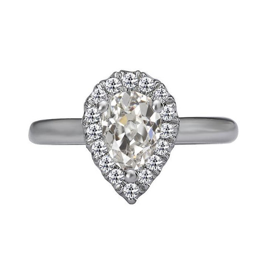 Halo-Ring Rund & Birne Alter Minenschliff Echt Diamantschmuck 4 Karat